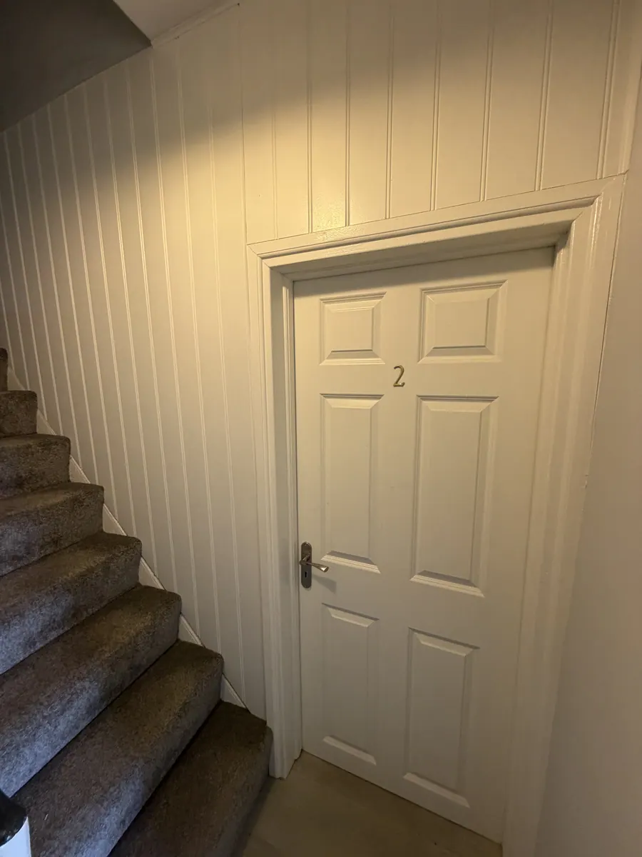 Stairwell and bedroom door in the Dublin 9 HMO